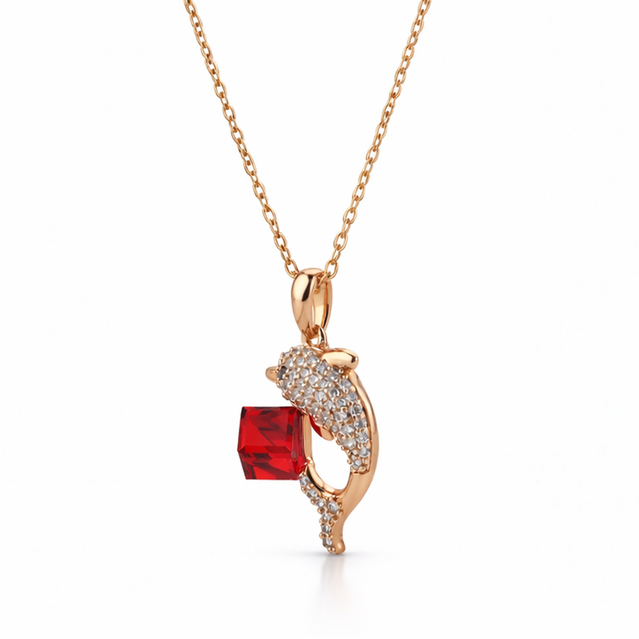 Scarlet Dolphin Crystal Pendant