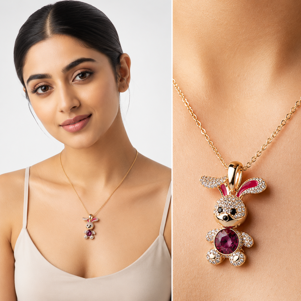 Crystal Bunny Charm Pendant