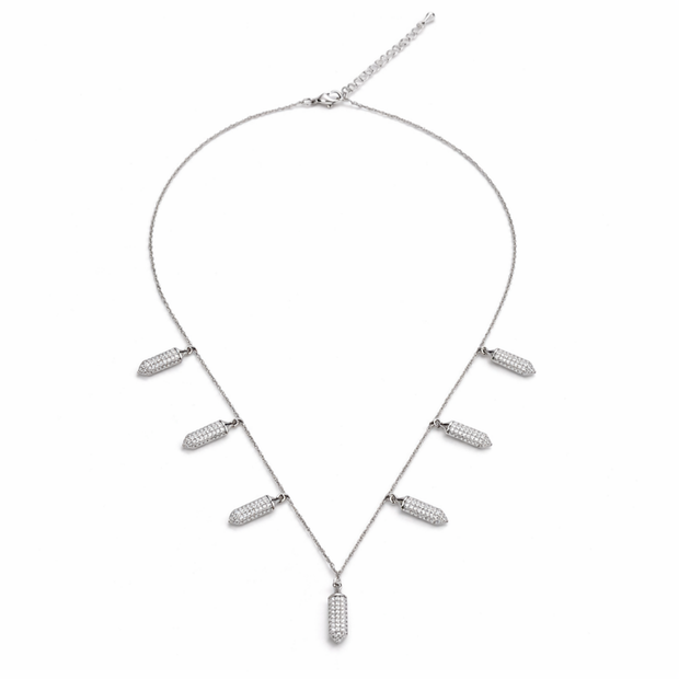 Crystal Capsule Fringe Necklace