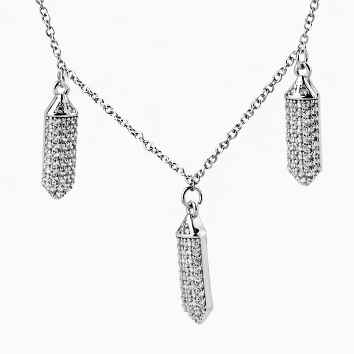 Crystal Capsule Fringe Necklace