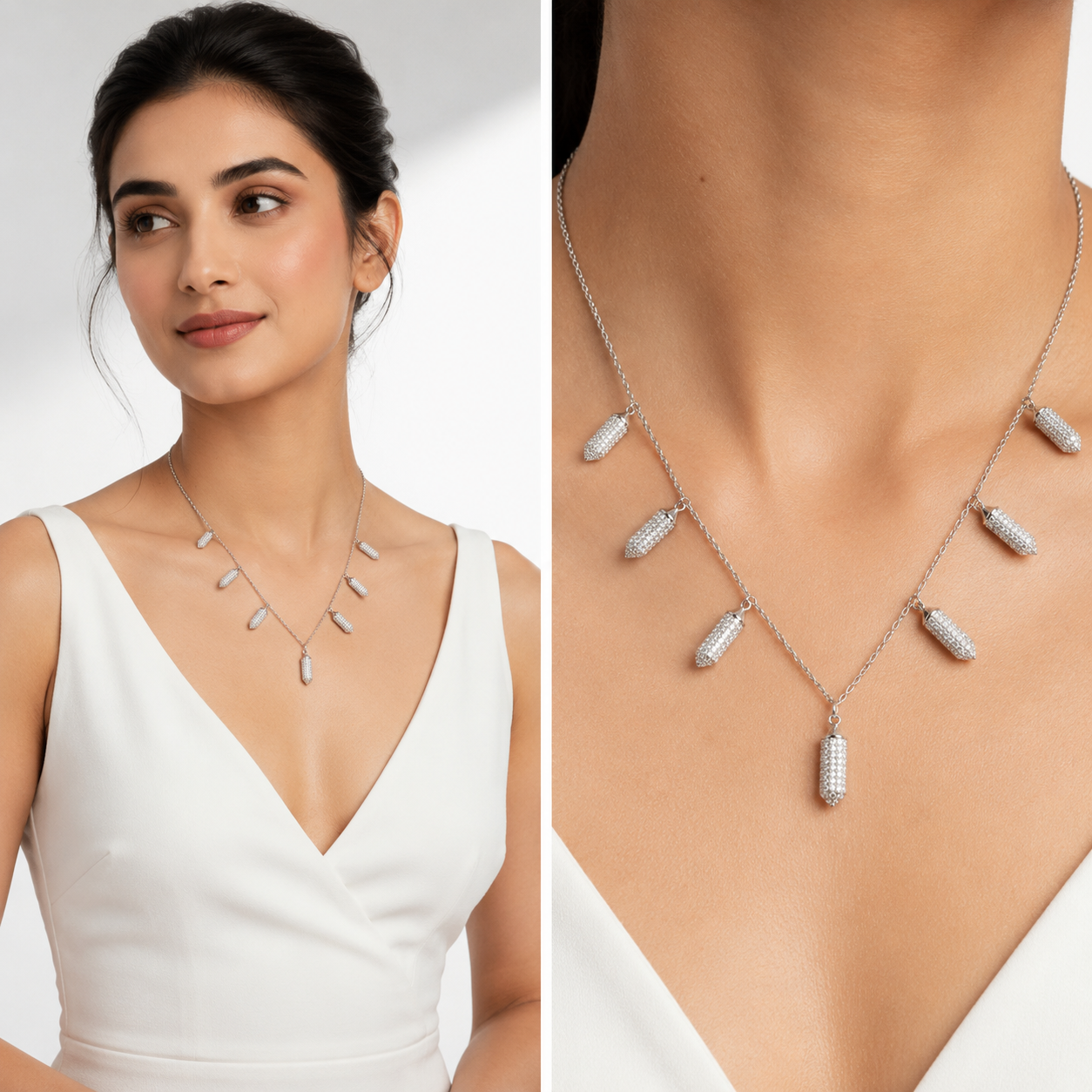 Crystal Capsule Fringe Necklace