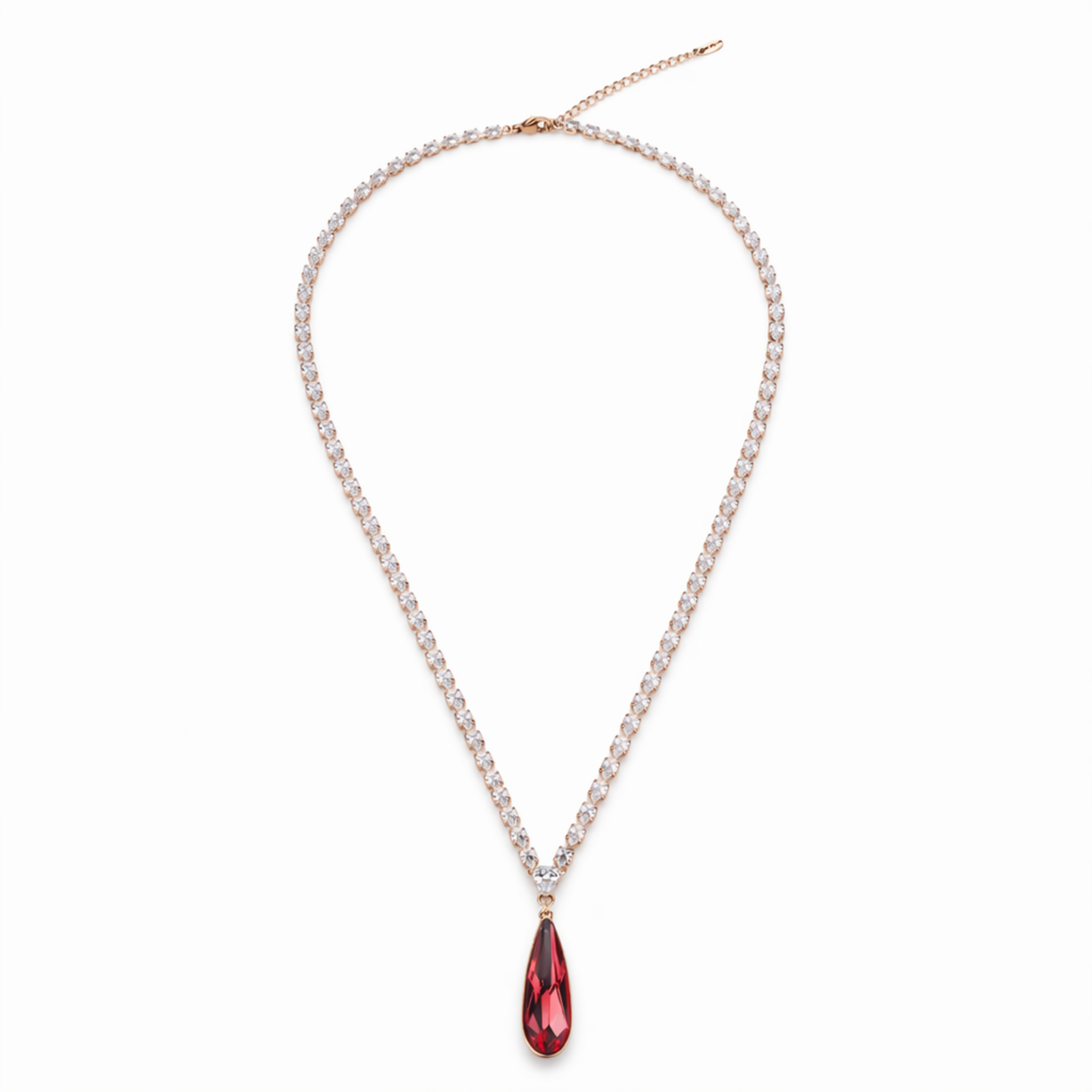 Crimson Teardrop Tennis Necklace
