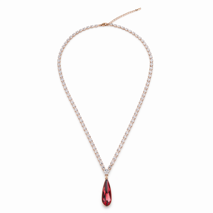 Crimson Teardrop Tennis Necklace