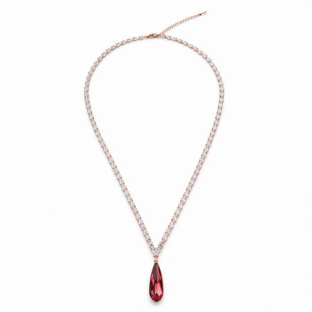 Crimson Teardrop Tennis Necklace