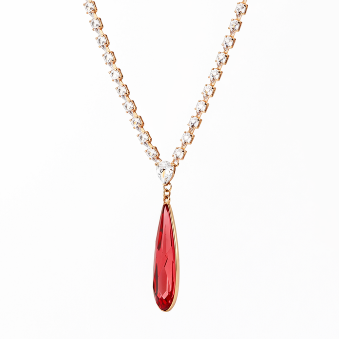 Crimson Teardrop Tennis Necklace