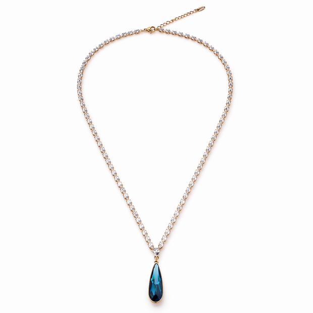Sapphire Teardrop Tennis Necklace