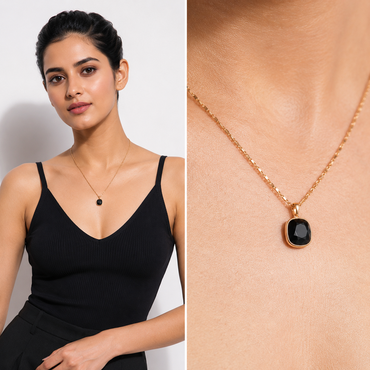 Onyx Cushion Crystal Pendant