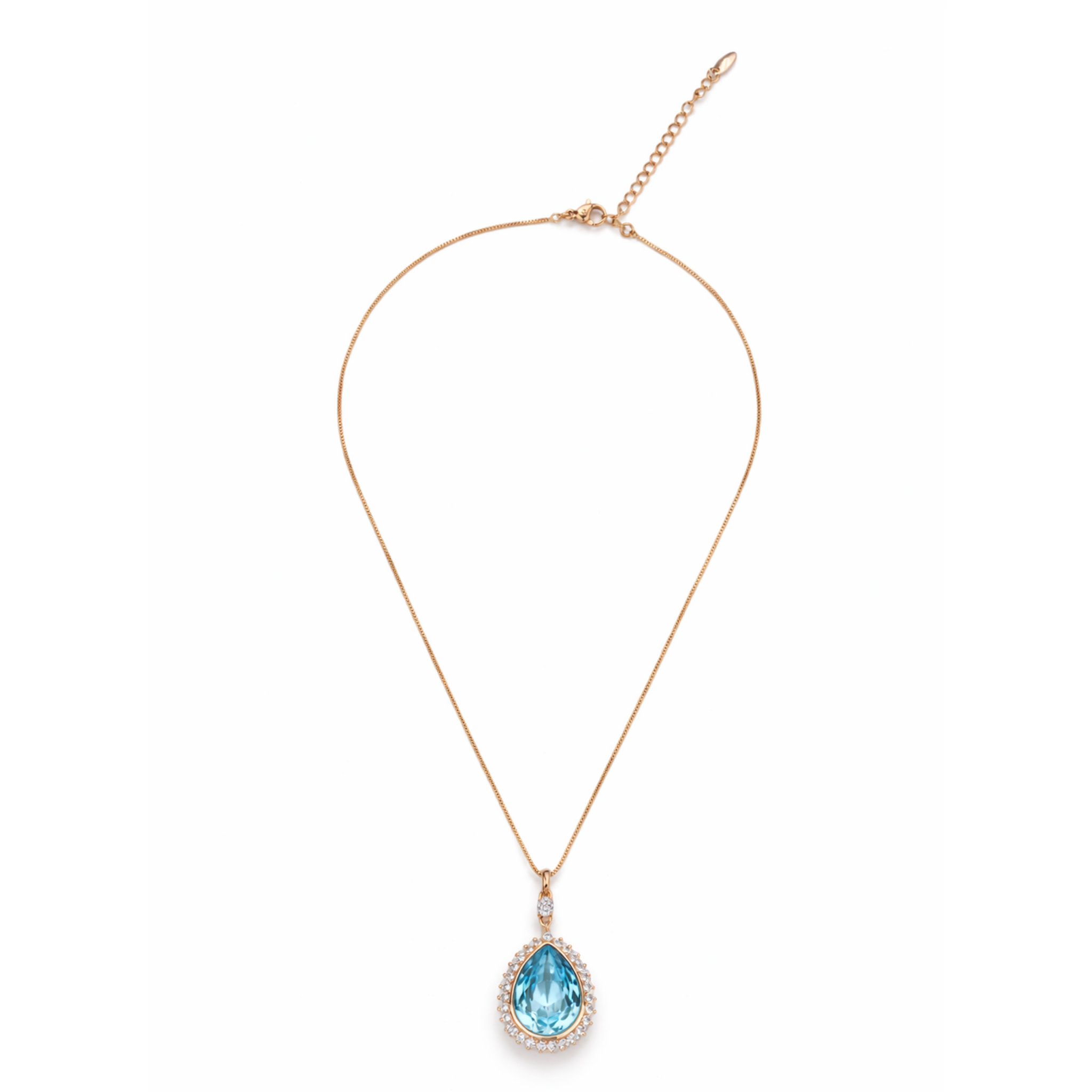 Blue Lagoon Teardrop Halo Pendant