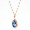 Blue Lagoon Teardrop Halo Pendant