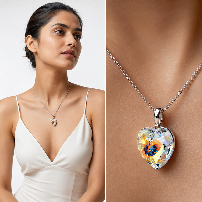 Aurora Heart Crystal Pendant