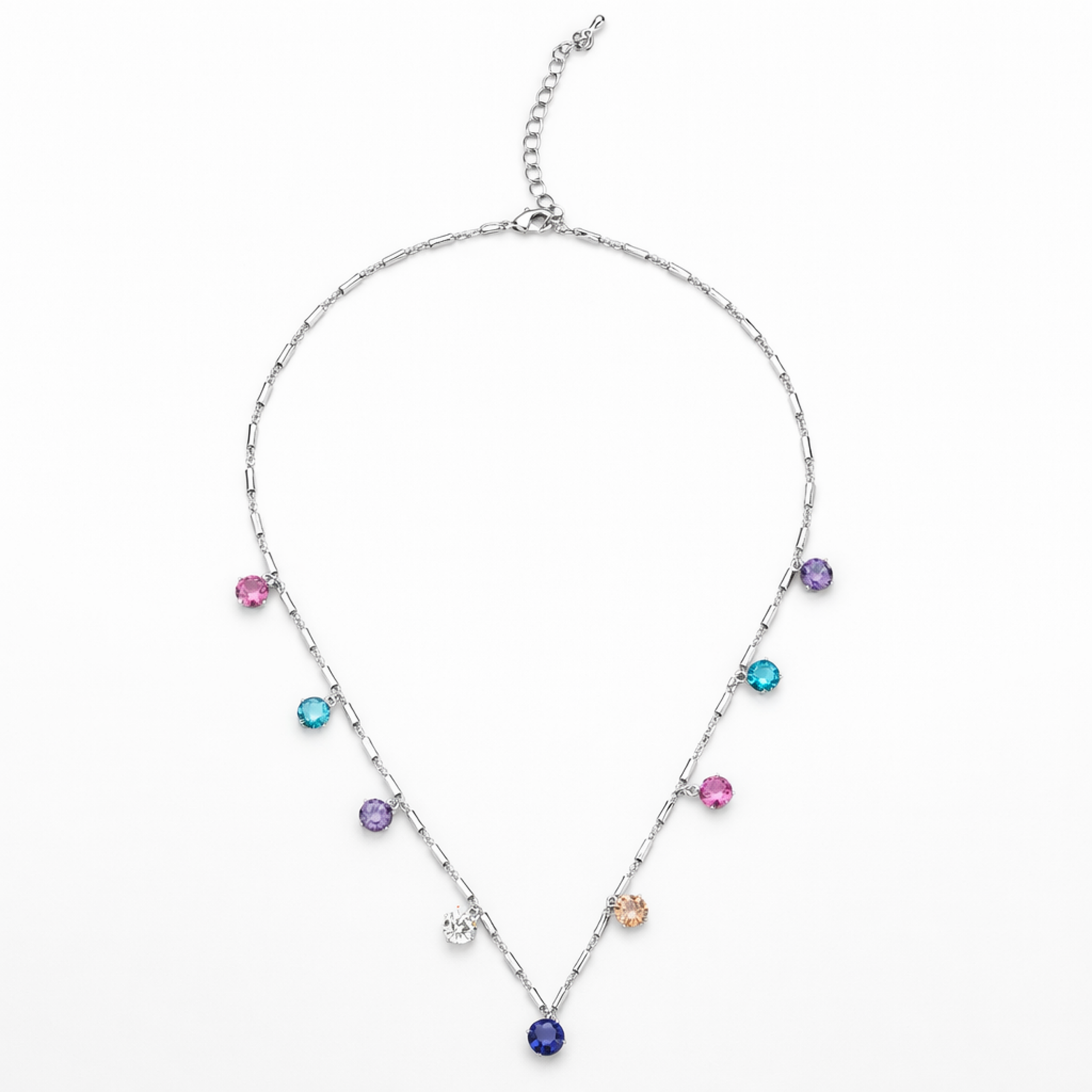 Rainbow Solitaire Station Necklace