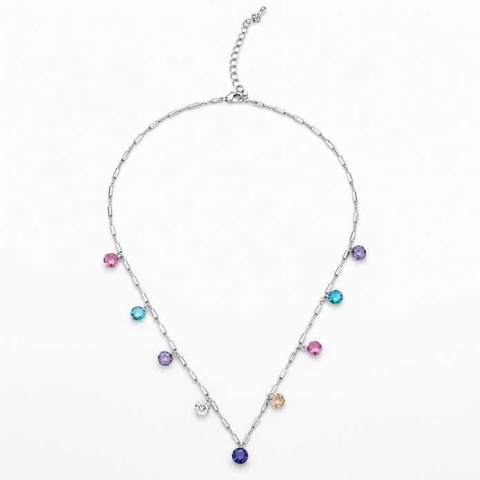 Rainbow Solitaire Station Necklace