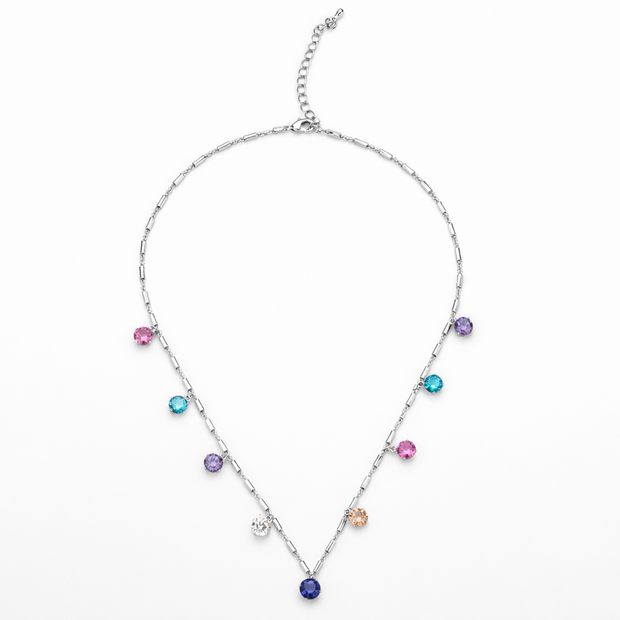 Rainbow Solitaire Station Necklace