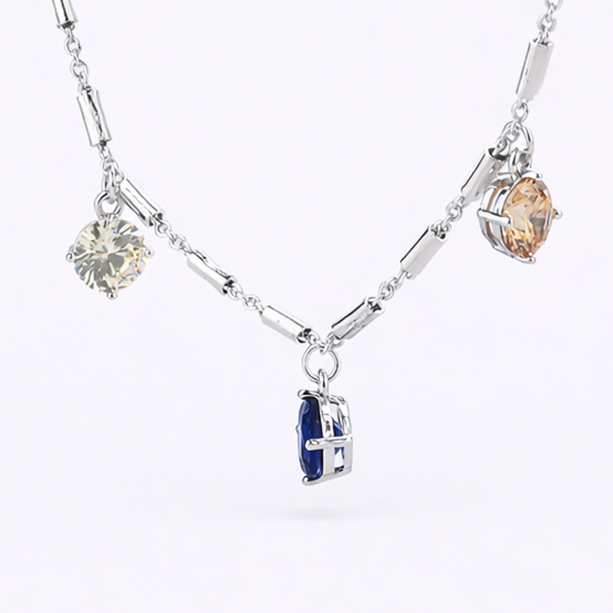 Rainbow Solitaire Station Necklace