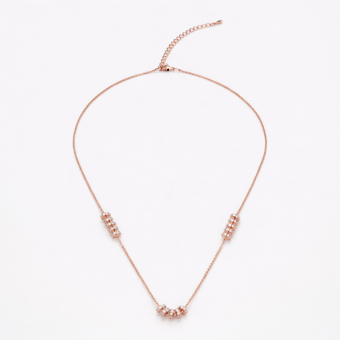 Triple Crystal Barrel Necklace