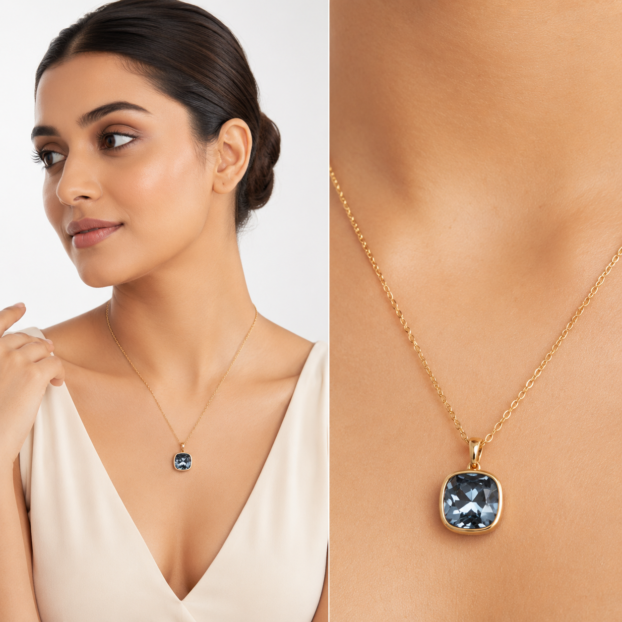 Midnight Cushion Crystal Pendant
