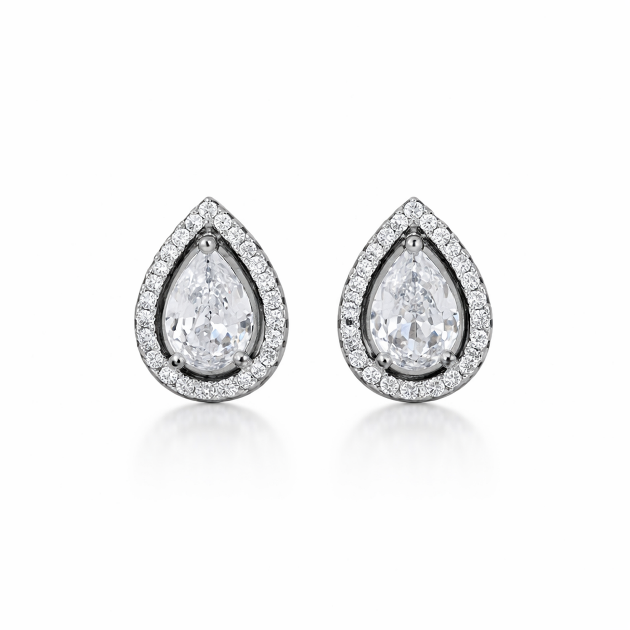 Pear Bezel Halo Studs