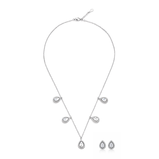 Pear Bezel Halo Studs