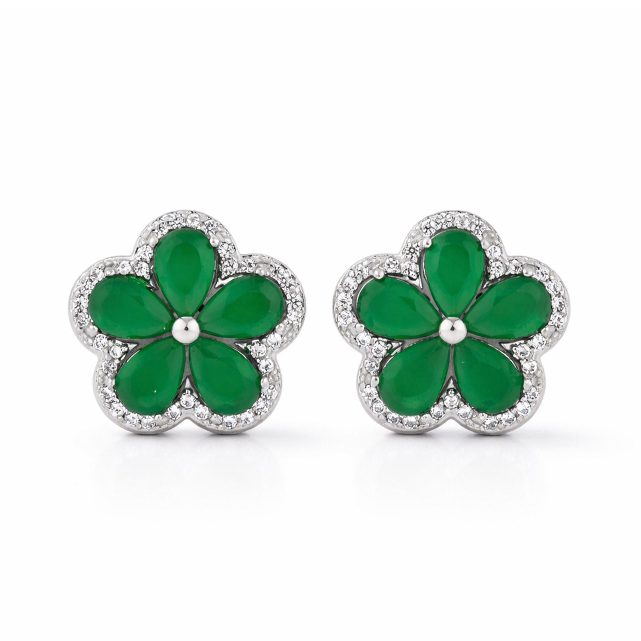 Jade Blossom Flower Studs