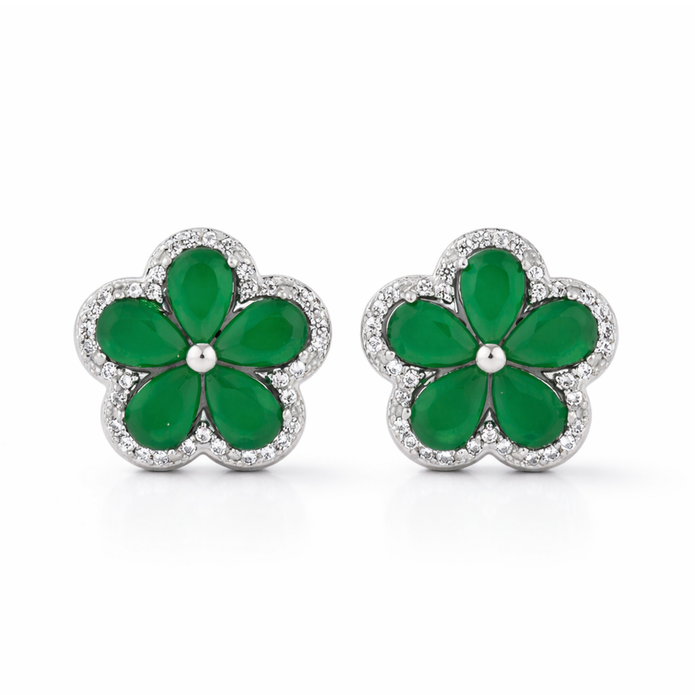 Jade Blossom Flower Studs