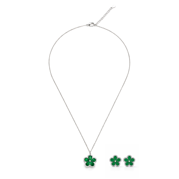 Jade Blossom Flower Studs