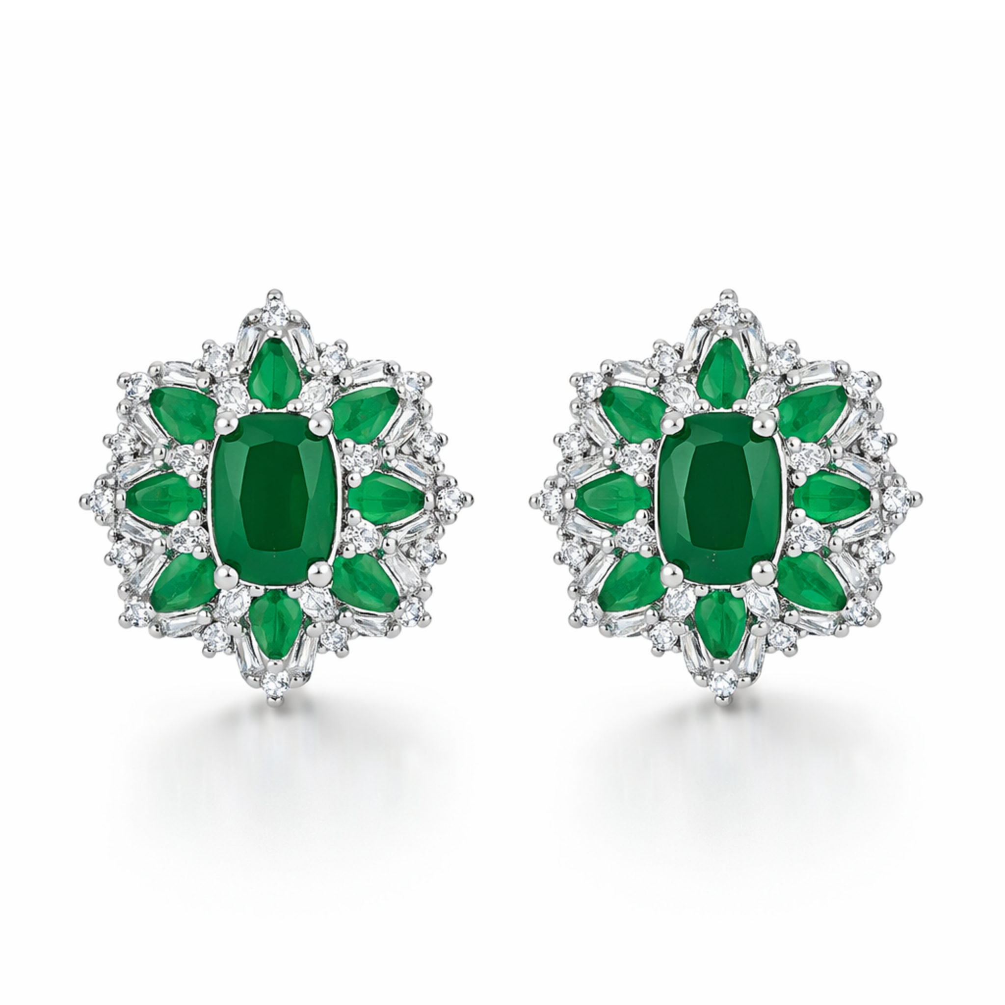 Emerald Sunburst Cluster Studs