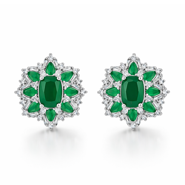 Emerald Sunburst Cluster Studs