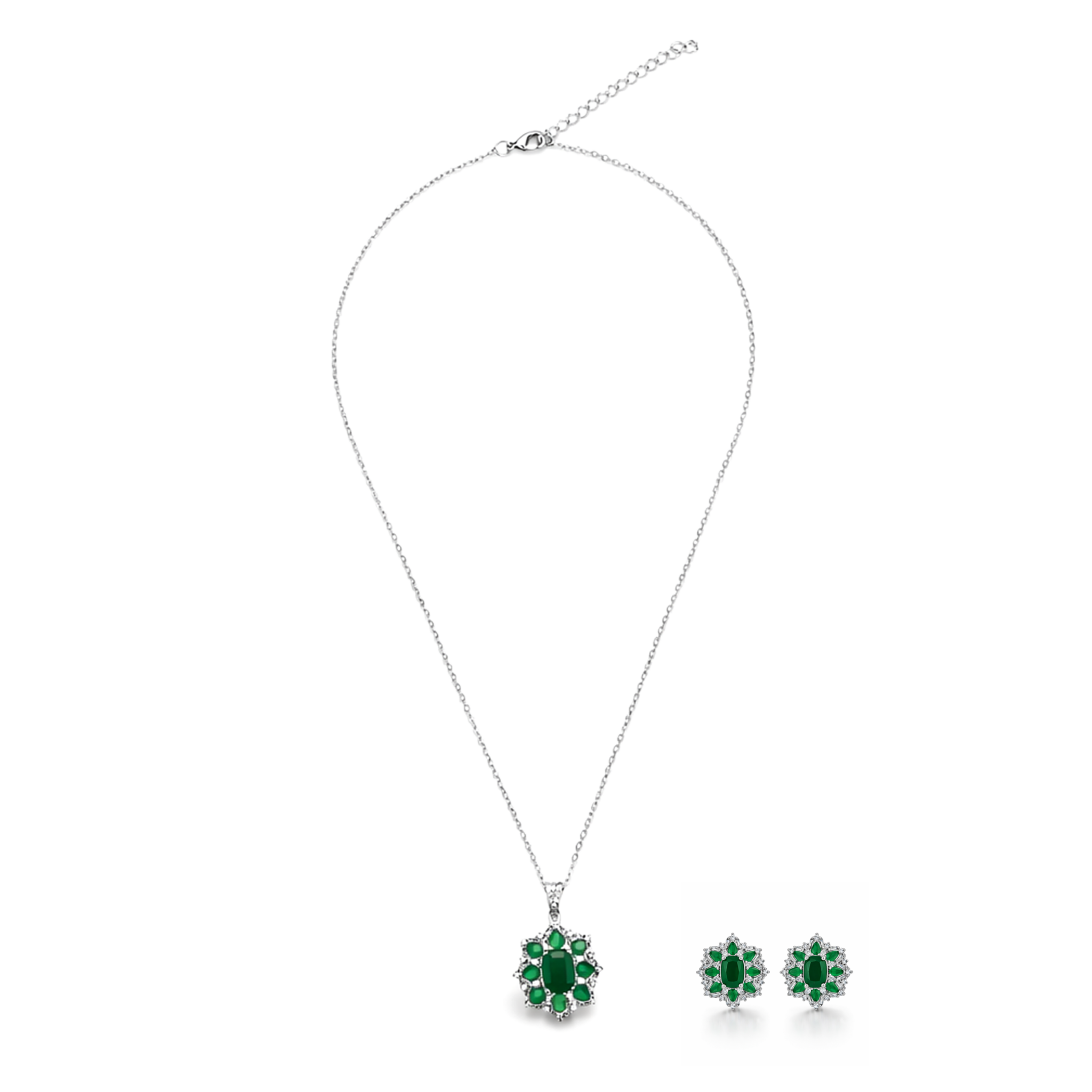 Emerald Sunburst Cluster Studs