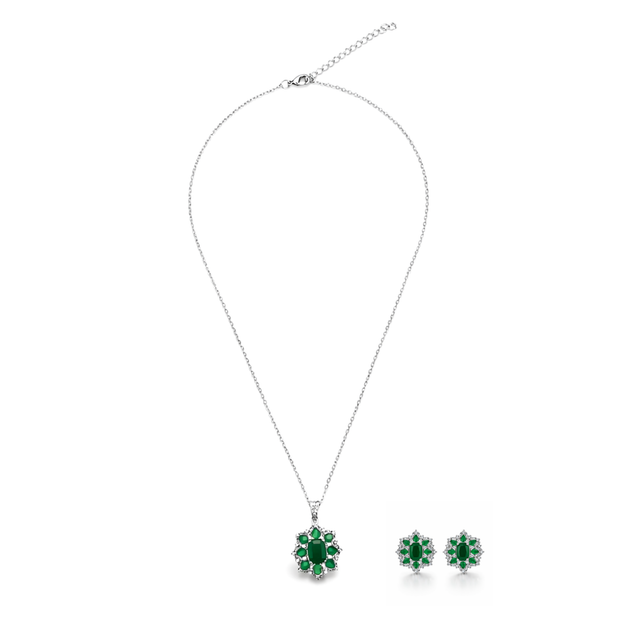 Emerald Sunburst Cluster Studs