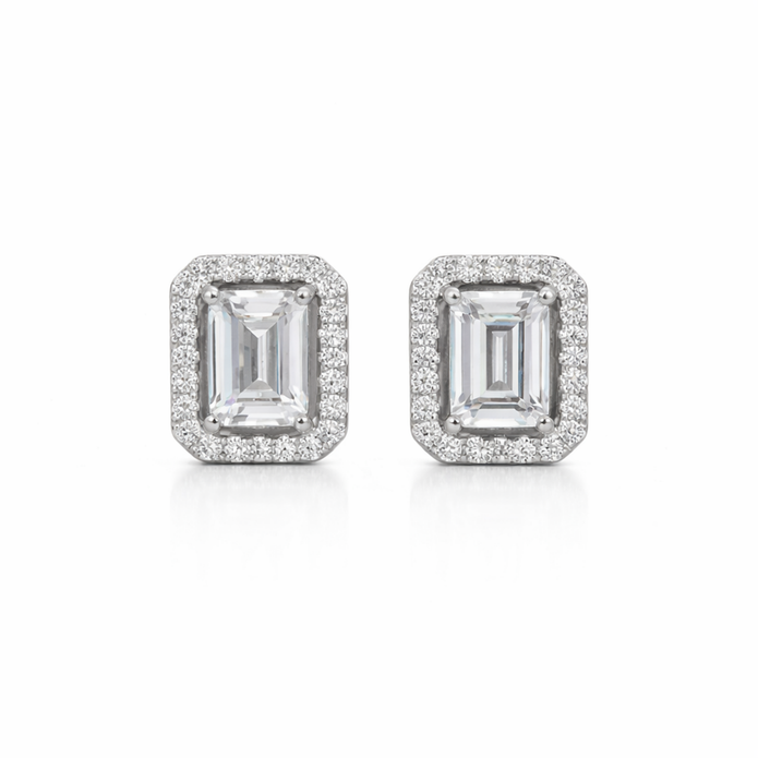 Crystal Emerald Halo Studs