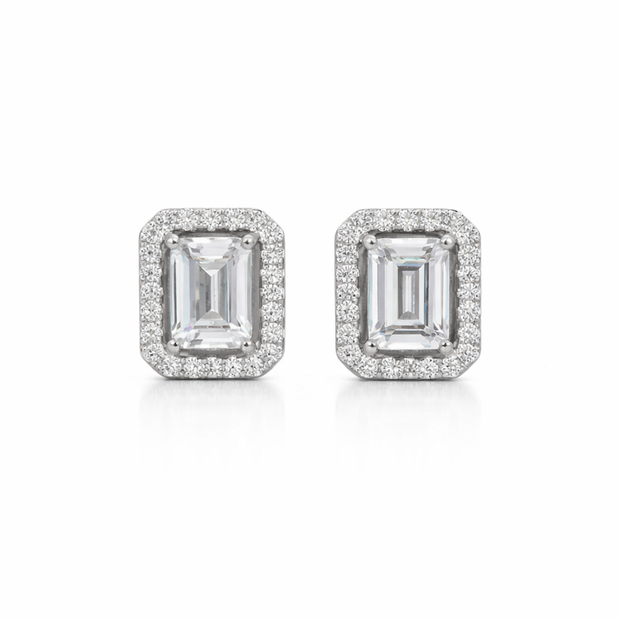 Crystal Emerald Halo Studs