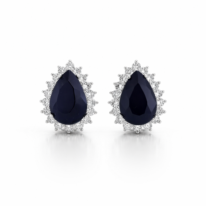 Midnight Blue Pear Studs