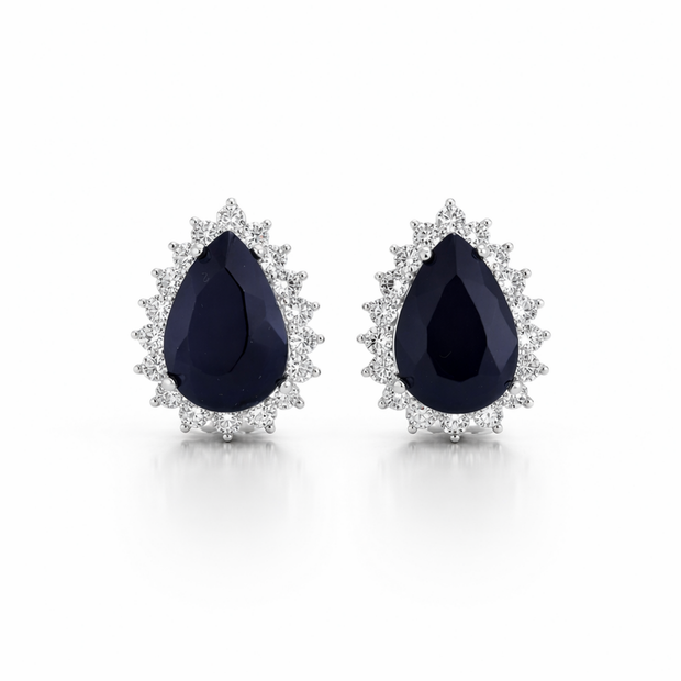 Midnight Blue Pear Studs