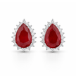 Midnight Blue Pear Studs - Ruby Pink