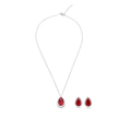 Midnight Blue Pear Studs - Ruby Pink