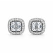 Asscher Ice Halo Studs