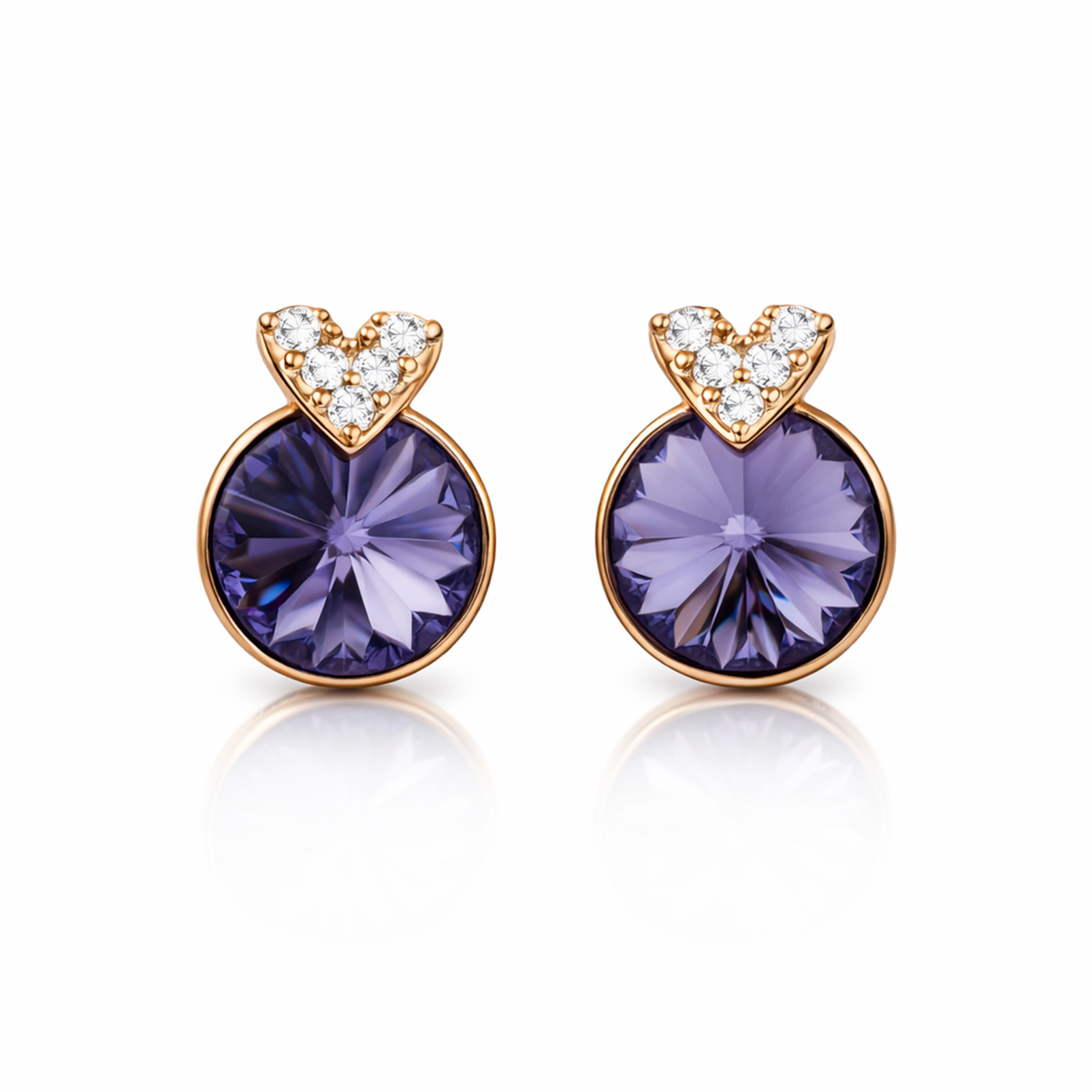 Violet Heart Charm Studs