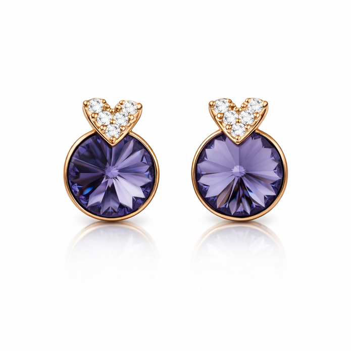 Violet Heart Charm Studs
