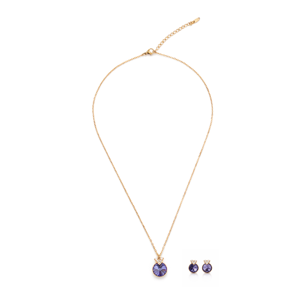 Violet Heart Charm Studs