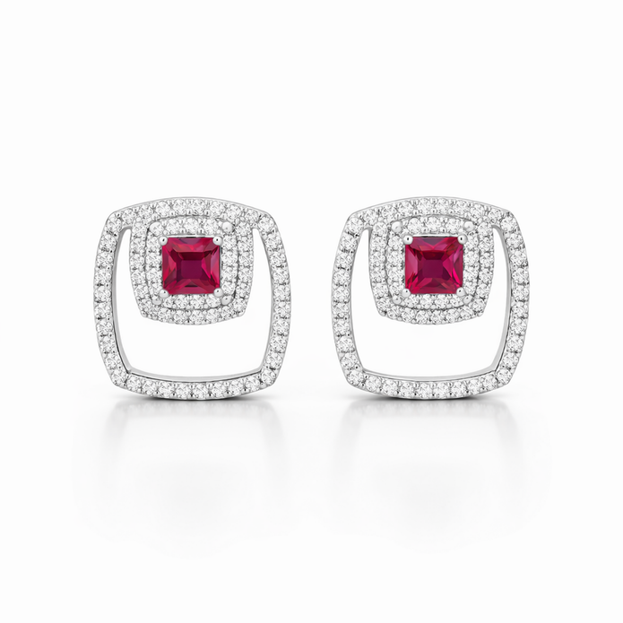 Crimson Floating Frame Studs