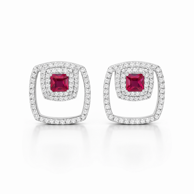 Crimson Floating Frame Studs