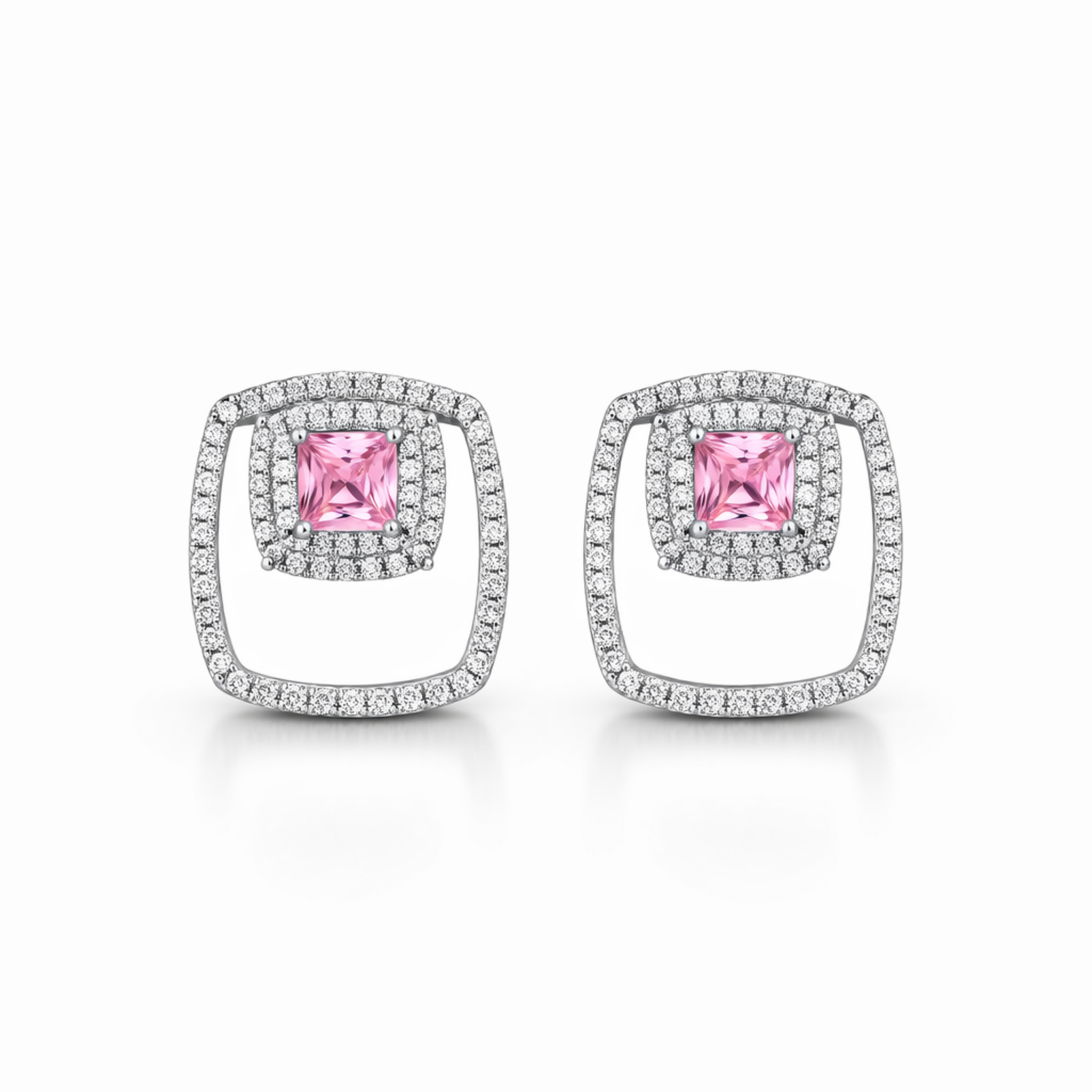 Crimson Floating Frame Studs - Gold
