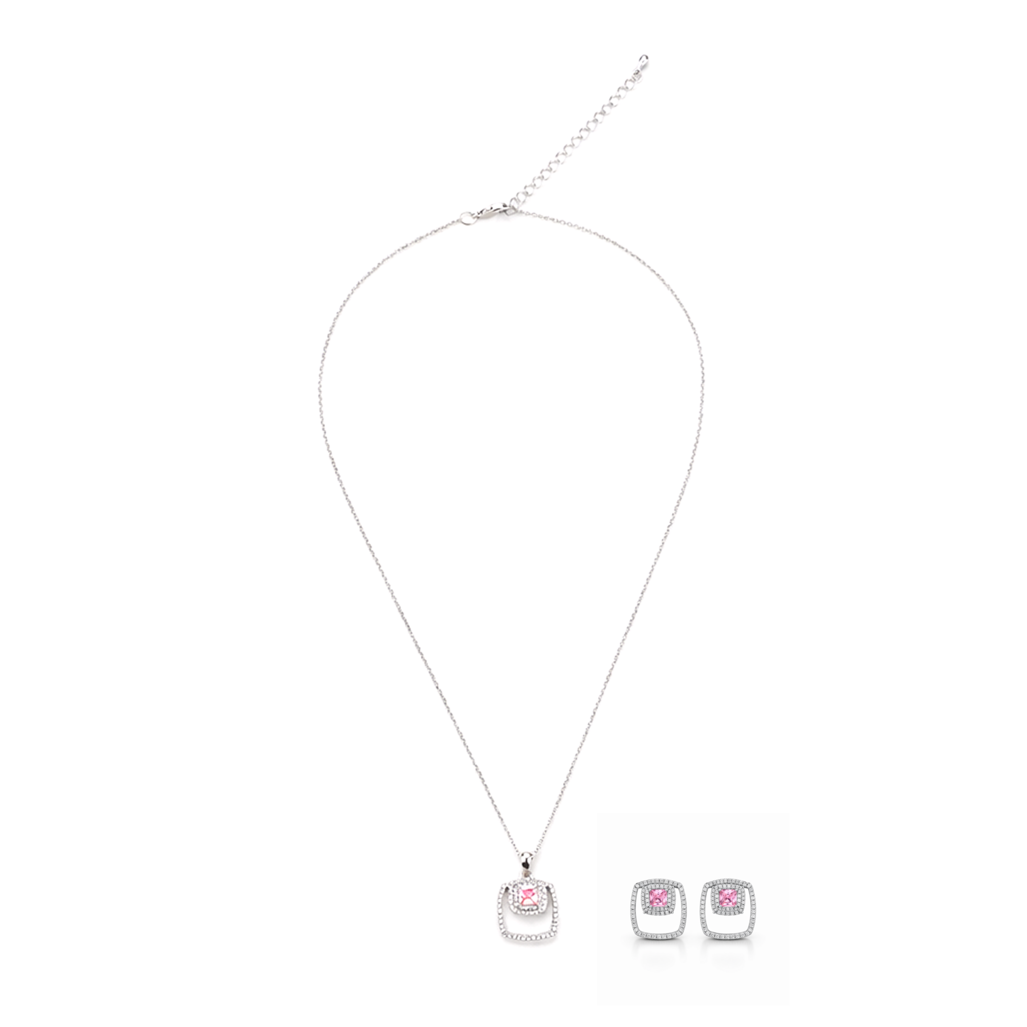 Crimson Floating Frame Studs - Pink