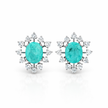 Teal Starburst Oval Studs