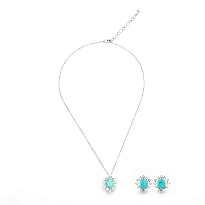 Teal Starburst Oval Studs