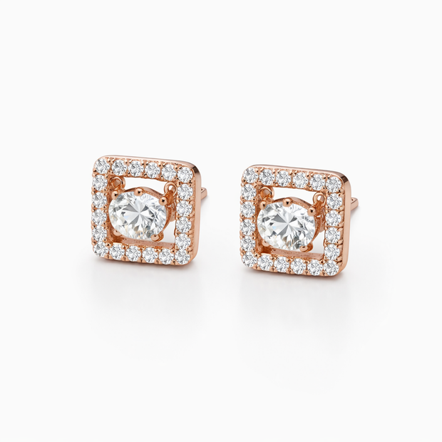 Rose Square Solitaire Studs