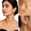 Rose Square Solitaire Studs