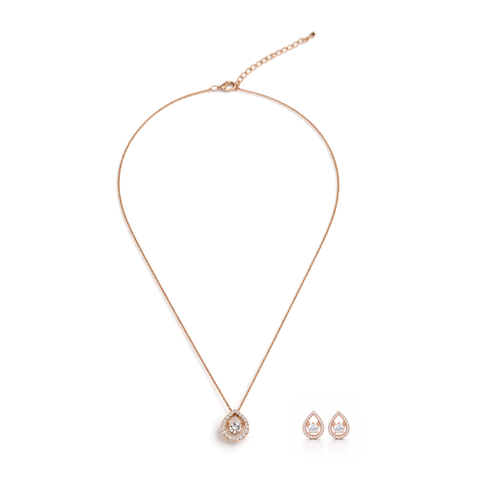 Rose Pear Solitaire Studs