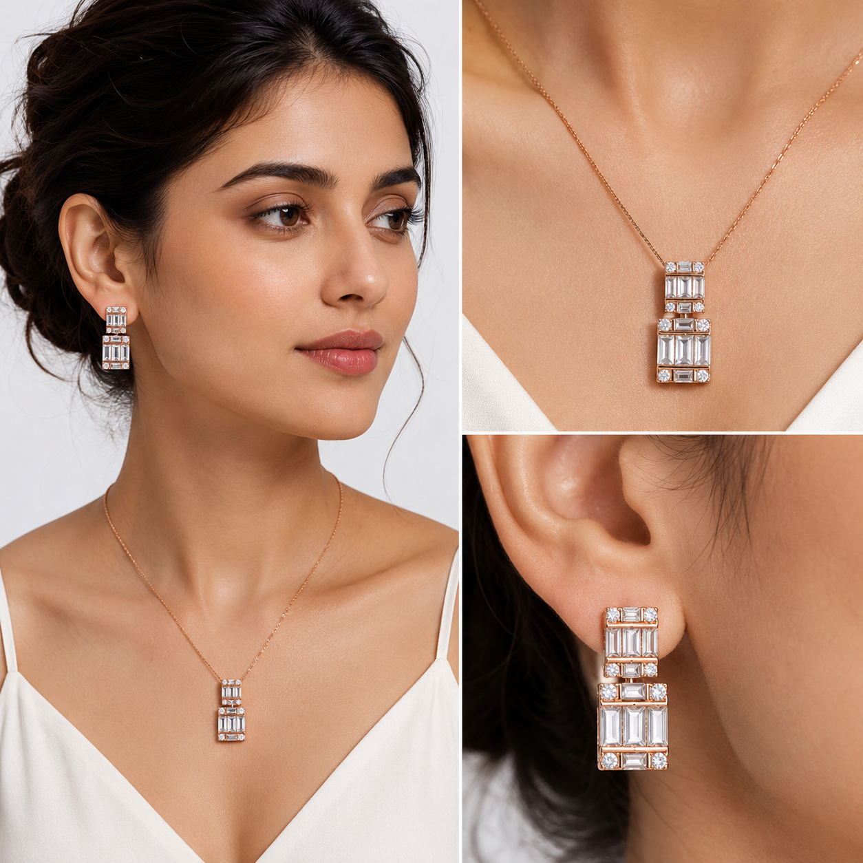Rose Baguette Art Deco Drops