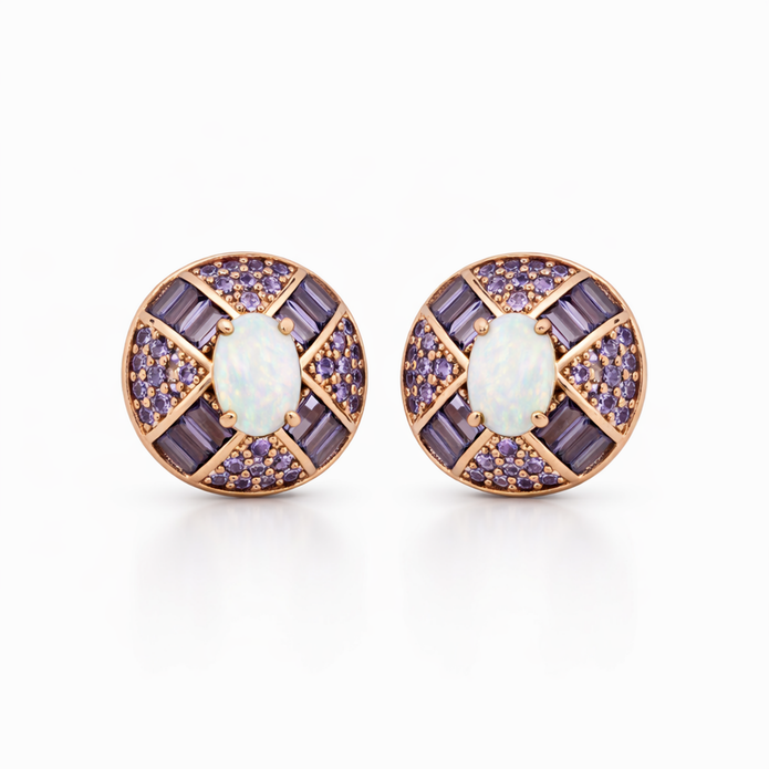 Opal Mandala Studs - Gold